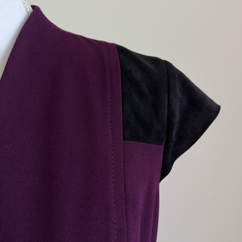 Calvin Klein Burgundy Dress w/ Faux Suede Cap Sleeves size - Picture 7 of 13